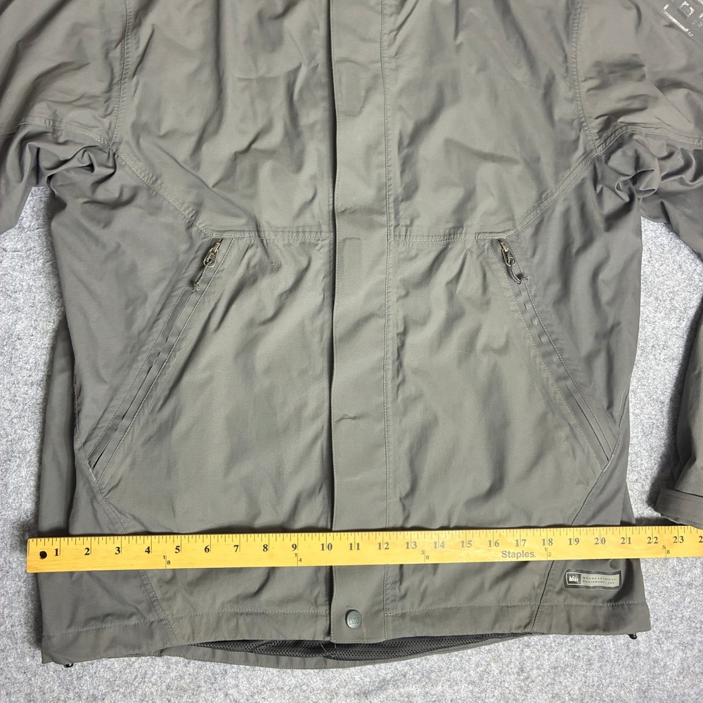 REI Mens Hooded Windbreaker Jacket Gray Mesh Lined Size Medium Hiking - Picture 7 of 9